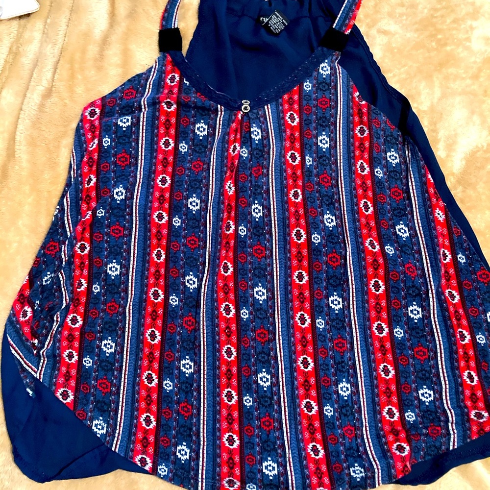 Rue 21 flow red and blue summer shirt